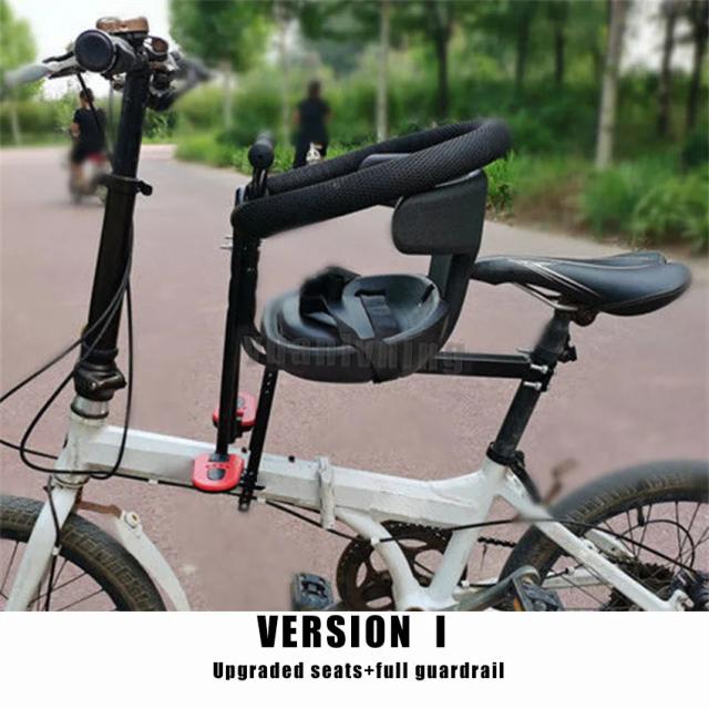 Guarda-corpo de segurança ajustável para bicicleta infantil com assento dianteiro, pedais e encosto para maior proteção do seu bebê