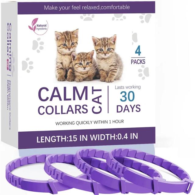 Colarinho Calmante Ajustável para Pets: Conforto Natural que Alivia a Ansiedade em Cães e Gatos - Pacote com 4 Peças