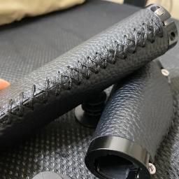 Punho de bicicleta antiderrapante, couro de microfibra de pvc, ergonômico, costurado à mão, retrô, antifricção, trava dupla, alavanca do guidão - Image 6