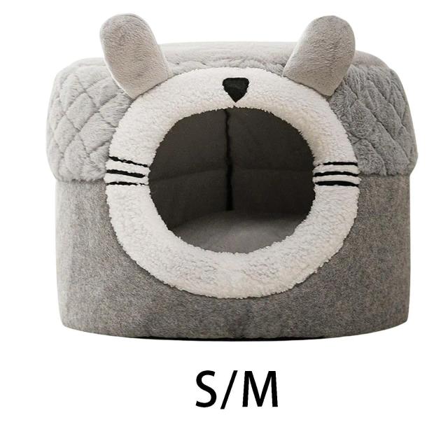 Cama Dobrável Antiderrapante para Gatos com Tenda e Ninho Removível para Inverno