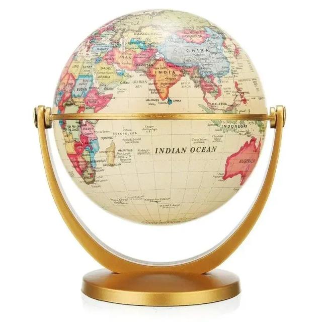Globo Retro 360° Rotação Mapa Mundi Oceano Educação Desktop 1pc