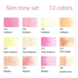 Monocromático pele aquarela Paint Set, Cartoon Flesh Tone, Brand Series Collection, VanGogh Mijello Holbein, material de arte escolar - Image 4