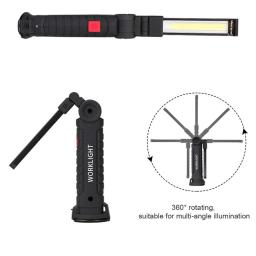 Luz de trabalho multifuncional dobrável, luz de acampamento portátil, lanterna recarregável USB com bateria embutida, lâmpada magnética - Image 5