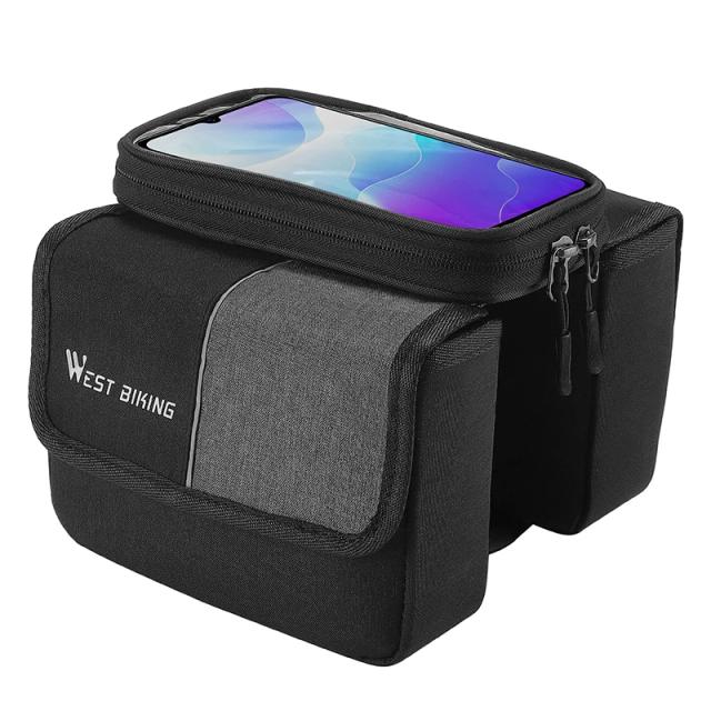 Bolsa Frontal para Bicicleta com Touch Screen - Armazenamento Prático para MTB e Bike de Estrada, Ideal para Celular e Acessórios de Ciclismo 7"