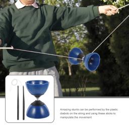Yoyo chinês Diabolo com varas para crianças e adultos, triplo rolamento, jogos de favores do partido, brinquedos azuis - Image 3
