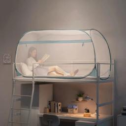 Cama de beliche com zíper duplo, rede mosquiteira para dormitório de estudantes, instalação gratuita, rede mosquiteira de yurt, porta única, cama única - Image 6