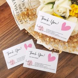 Obrigado cartão para pequenas empresas, cartões de papel para decoração, feito à mão com amor, presente para festa de casamento, 50PCs - Image 2