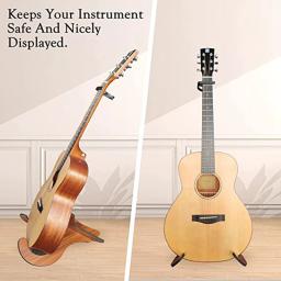 Suporte de guitarra portátil com capa de borracha macia Suporte de madeira X Frame Style Instrumento de corda Baixo clássico acústico - Image 2