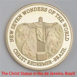 Seven Wonders-Banhado a ouro Challenge Coin, Badge World Architecture, Decoração Gold Coin, Coleção de Moedas Comemorativas, 7 peças por conjunto - Image 4
