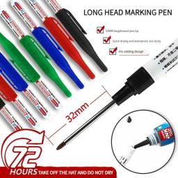4/5 pçs 20 + 32mm canetas marcadoras de buraco profundo banheiro à prova dwaterproof água decoração de madeira multiuso cabeça longa marcadores de óleo caneta - Image 2
