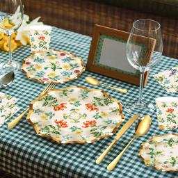 Conjunto De Louça Descartável De Flor Vintage, Pratos De Guardanapo De Papel E Copos, Festa De Casamento, Chuveiro De Bebê, Louça De Mesa, Festa De Aniversário - Image 5