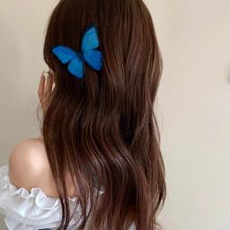 Fairycore-Grampos de Cabelo Borboleta para Mulher, Azul Escuro, Pastoral, Fadas, Design Premium, Sentido, Moda, Acessórios de Luxo, Novos - Image 4