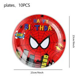 Superhero descartável Tableware Set for Kids, Spiderman, Birthday Party Decorações, Copa, Placa, Guardanapo, Toalha de Mesa, Pano de fundo, Baby Shower - Image 4