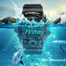 Relógio multifuncional ao ar livre pulseira de borracha esporte relógio digital mostrador luminoso casual moda wirstwatch para homem relogio masculino - Image 2
