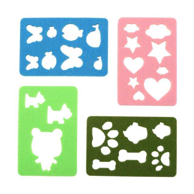 Kit de 4 Moldes de Agulha para Feltro - Estêncil para Apliques Artesanais em Lã e Ferramentas de Costura para Iniciantes