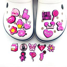 Pequenos pingentes de sapato rosa fresco para crocs decorações de sapato de desenho animado para tamancos sandálias acessórios de sapato para adolescentes presente de aniversário - Image 3