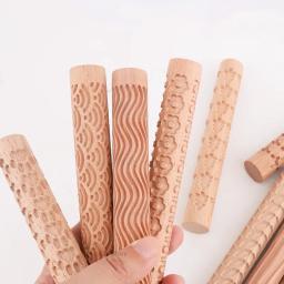 Cerâmica Arte Madeira Textura Rolo, Árvore Alívio, Pedra, Padrão de flor, Em relevo Rod, Lama Roll, DIY Escultura Cerâmica, Modelagem Clay Ferramentas - Image 3