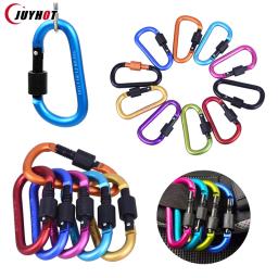 Tipo d mosquetão com bloqueio ao ar livre escalada acampamento bold liga de alumínio bloqueio fecho chaveiro multi sobrevivência engrenagem viagem kit - Image 1