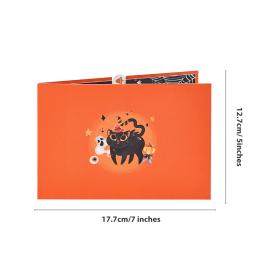 Cartão de Halloween 3D, Balão, Gato Preto, Pop Up, Cartão de Saudações, Cartão Postal, Presentes encantadores para amigos, crianças, casal - Image 6
