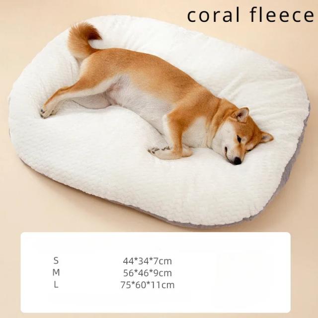 Almofadas Macias e Laváveis para Cães - Camas Oval para Inverno com Design Removível para Conforto no Canil