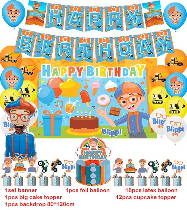 Balão Backdrop Banner para Festa de Aniversário Infantil com Decoração Temática, Bolo Topper e Fontes Personalizadas