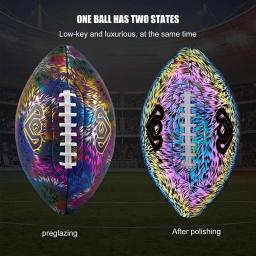 Bola de rugby reflexiva tamanho 3/6/9, bola de treinamento fluorescente luminosa, couro pu, bola padrão americana para jogo - Image 4