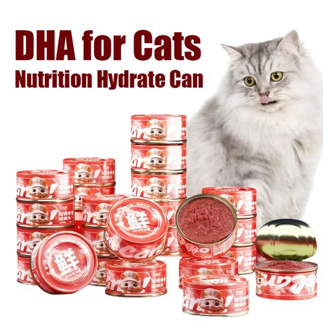 Snacks de Atum Seco para Gatos Adultos: Alta Proteína e Nutrição Húmida em Lata com DHA, 85g