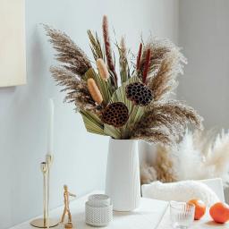 Natural de luxo folhas de palma secas pampas grama buquê conjunto arranjo flores secas decoração do quarto queda ddecorations para casa jardim - Image 6