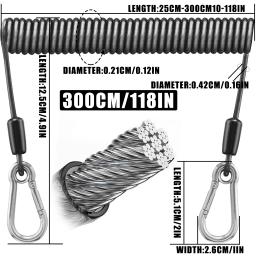 OUYALINE-Telescópico Secure Gear Tether, Cordão Elástico de Pesca Pesado, Corda de Segurança Universal em Aço Inoxidável, 1.5-3m - Image 6