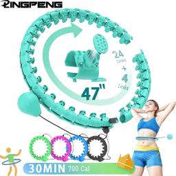 Aro de fitness ponderado para adultos e crianças, nós destacáveis, perda de peso abdominal, massagem abdominal 2 em 1 - Image 1