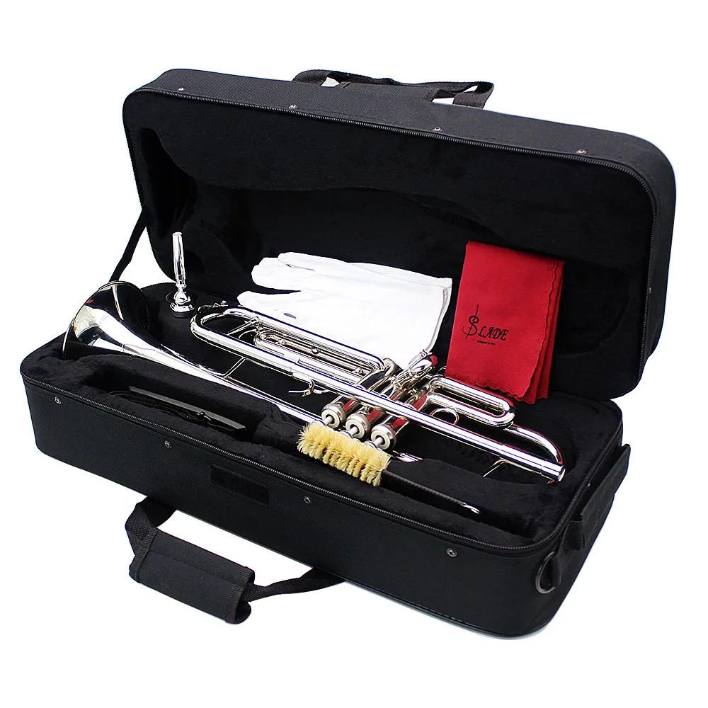 Exquisite trompete de bronze com bocal e Strap Case, Professional Bb, prata, acessórios para instrumentos musicais - Image 1