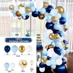 Balões Metálicos Azuis Kit Garland, Ouro Confetti Balão, Aniversário, Baby Shower, Decorações De Festa De Casamento, 72Pcs - Image 2