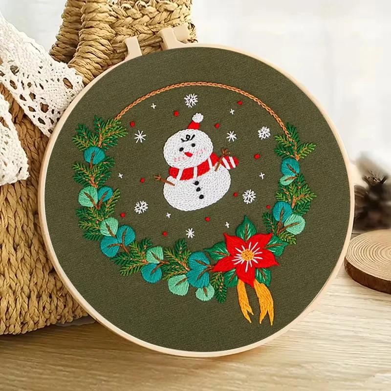 DIY Cross Stitch Bordado Starter Kit, Arte De Costura Iniciante, Pintura Artesanal Dos Desenhos Animados, Decoração De Natal, Boneco de neve - Image 1