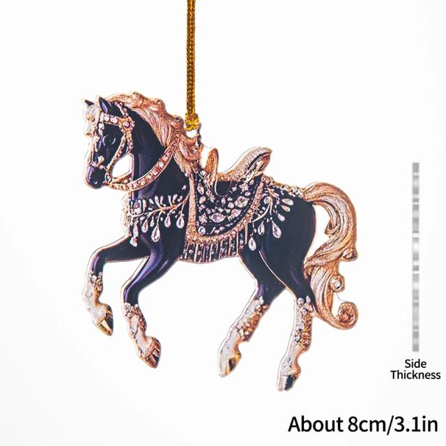 Enfeite de Natal Acrílico 2D Cavalo Pendente Festivo