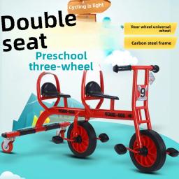 Crianças do jardim de infância tandem trike crianças triciclo criança pedal bicicleta anti deslizamento para quintal/ao ar livre brinquedo carro dupla pessoa scooter - Image 3