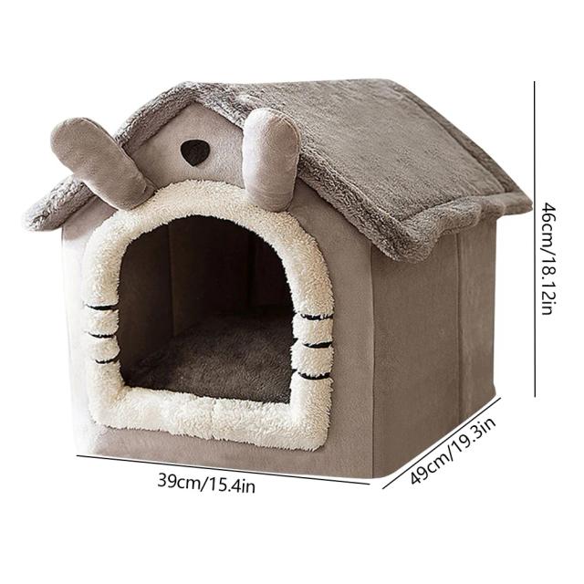 Camas Dobráveis Semi-Fechadas para Cachorros em Algodão Plush, Confortáveis e Estilosas para Pets