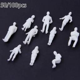 50/100 peças escala 1:75 modelo de pessoas em miniatura figuras brancas para construção arquitetônica mesa de areia kit de layout de cena ferroviária - Image 2
