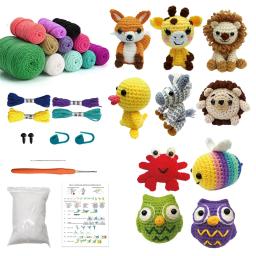 Fio de tricô de algodão Agulhas Ganchos Boneca de pelúcia Ferramenta animal, Material Bag, Conjunto completo DIY, Crochê de mão para adultos Brinquedo fofo - Image 1