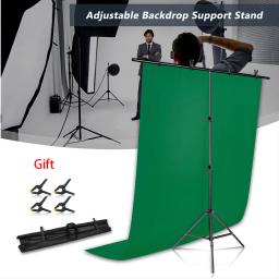 Sh t-forma pano de fundo suporte kit com pano de fundo vídeo chroma chave quadro de tela verde suporte para fotografia photo studio adereços - Image 1