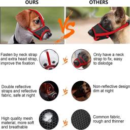Anti latindo cão focinho para pequenos e grandes cães, malha ajustável, respirável pet boca focinhos, correias de nylon, acessórios para cães - Image 2