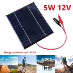 Painel solar 5w 12v acampamento caminhada à prova dportable água ao ar livre portátil célula power bank bateria carregador solar para o telefone móvel bateria de carregamento - Image 2