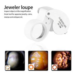 40x portátil dobrável lupa iluminado led lente uv lupa mini jóias moeda selo antiguidades presente inspeção - Image 6