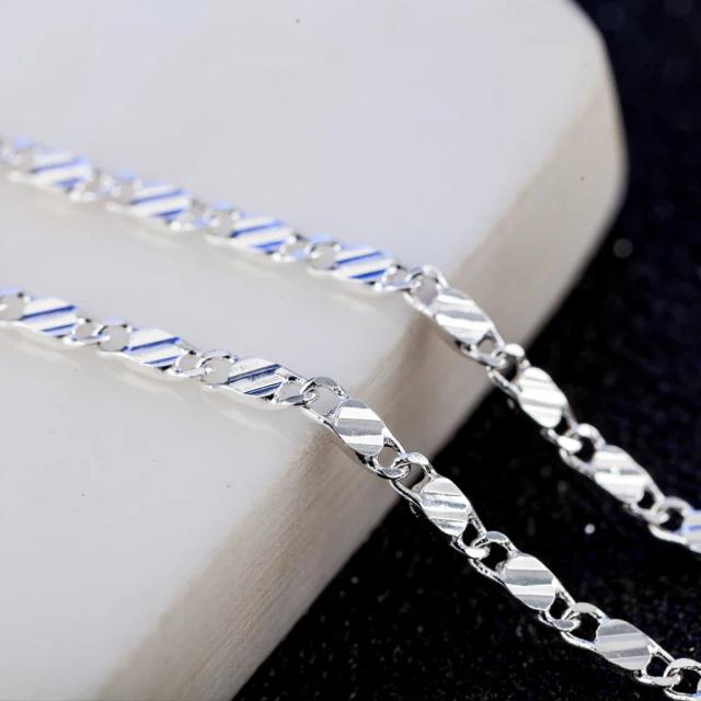 Correntes de Clavícula Planas em Prata Luxuosas para Todas as Idades - Jóias de Casamento e Presentes de Natal, Novas, 2mm, 40-75cm