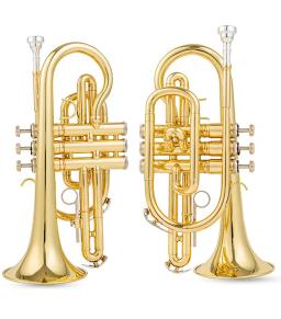 Bb Flat Gold Plated Brass Instrumento de sopro, Corneta profissional, bocal, luvas, pano de limpeza, estojo de transporte, alta qualidade - Image 6