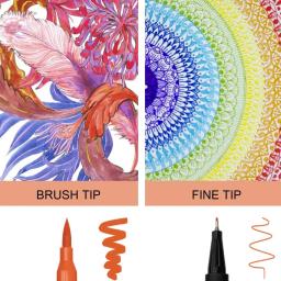 Dupla Marcadores Fine Brush Pen, Dupla Dica, Art Marker, Colorir, Mão Lettering, Desenho, Material Escolar, 12 Pcs, 24 Pcs, 36 Pcs, 60 Pcs, 80 Pcs, 100 Pcs, PCes 120 - Image 4