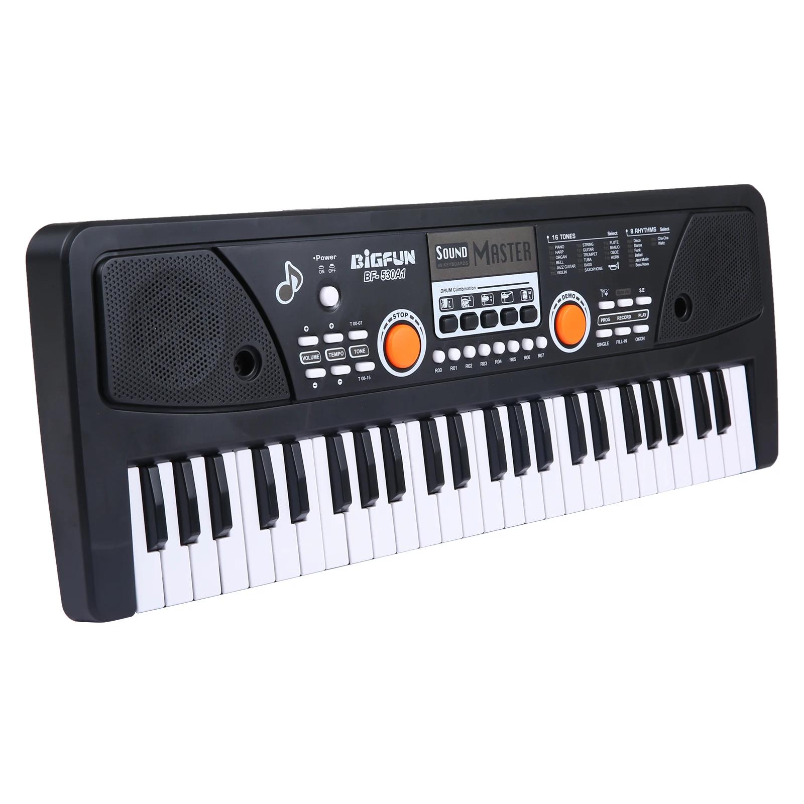 BIGFGFUN-USB Piano elétrico e microfone, teclado musical digital, 16 tons, 8 ritmos, 6 músicas demo, presentes, 49 teclas - Image 1