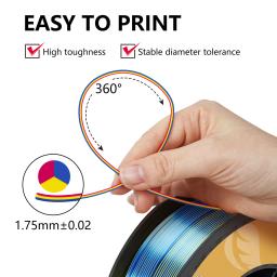 Filamento De Plástico Para Impressora 3D, Filamento PLA De Seda, Materiais De Impressão, FDM, FDM, 22 lbs, 3 Cores, 10kg, 22 lbs - Image 4