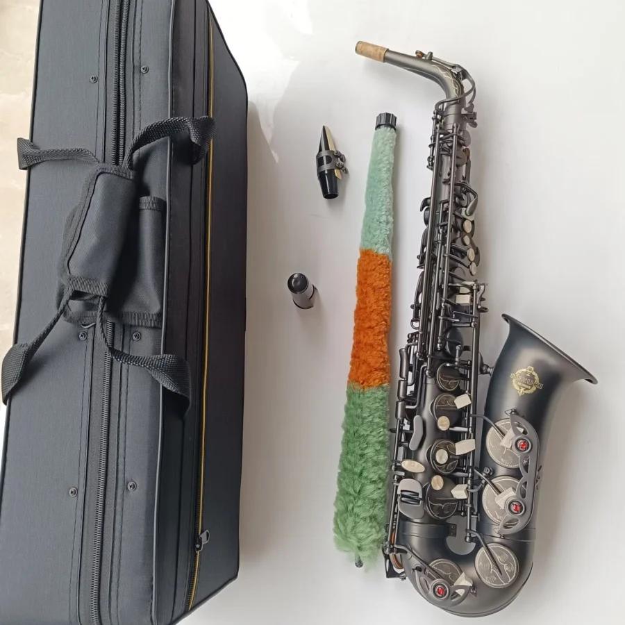 Novo saxofone alto e-flat preto fosco sax alto bocal ligadura reed pescoço instrumento musical com caso - Image 1