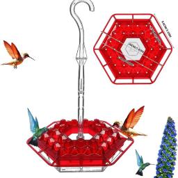 Alimentadores de beija-flor para pendurar ao ar livre, fácil de limpar e reabastecer, Alimentador de pássaros com poleiro e foço de formiga embutido - Image 1