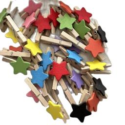 Colorido Madeira Estrela Photo Clip, Memo Paper Peg, Prendedor de Roupa, Papelaria, Evento do casamento, Decoração Artesanato do partido, 50Pcs - Image 5